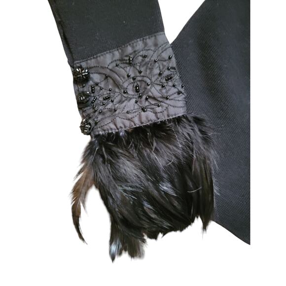 Dana Buchman Luxe 100% Pure Wool Beaded Feathers Turtle Neck S Small - Picture 3 of 4